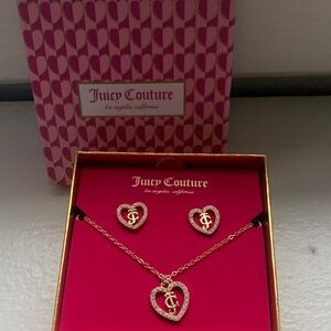 NEW- Juicy Couture Gold Heart Necklace and Earring Set